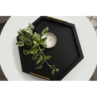 Reith Hexagon Manufactured Wood Tray with Metal Handles
