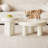 Round Coffee Table Set,Modern Nesting Coffee Table,Cream White 2 In 1 Living Room Coffee Table