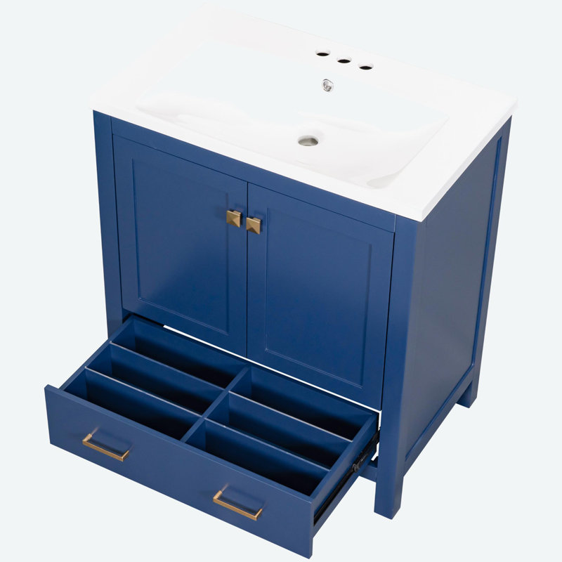 Meuble-lavabo simple 30 po avec plateau en résine Roseleen, Marine
