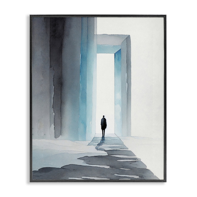 «Personne avec une porte enneigée», estampe numérique encadrée par Incado, Giclée encadrée noir minuit, H 14 po x l 11 po