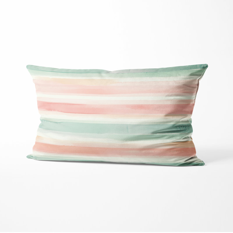 Coussin à rayures - Coussin décoratif moderne à imprimé aquarelle, H 12 po x l 20 po