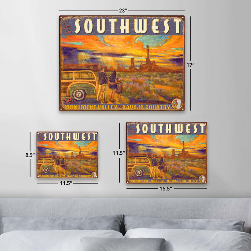 Southwest Monument Valley sur impression métallique, H 11,5 po x l 15,5 po x P 0,04 po