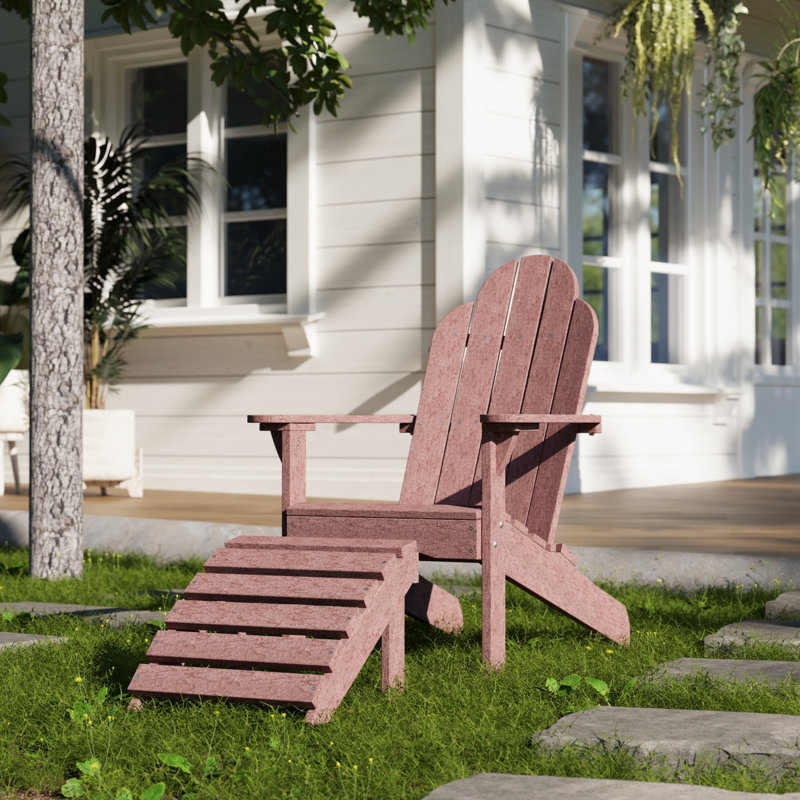 Classic Adirondack Chair with Ottoman, Cherry Wood