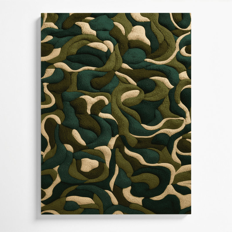Art abstrait sur toile, formes abstraites, vert 21, H 30 po x l 20 po