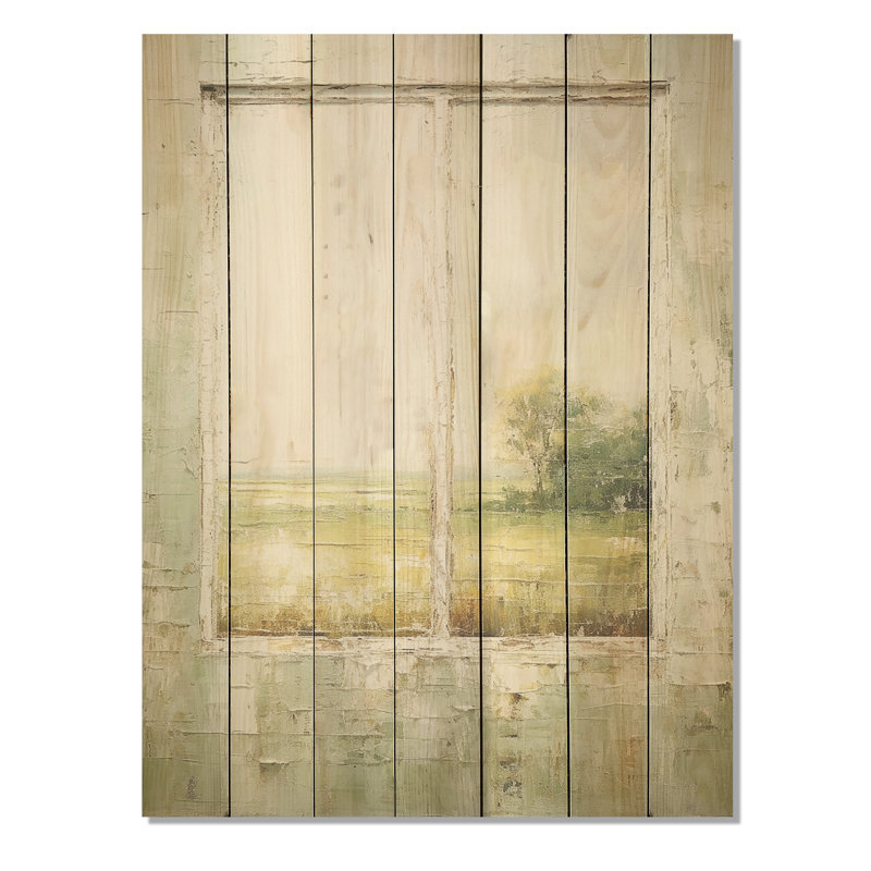 Countryside Calm Farm Windows II - Fenêtres de ferme sur impression sur bois, H 32 po x l 24 po