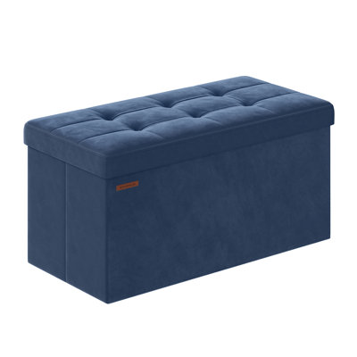 Rikkia 76cm Wide Velvet Tufted Rectangle Solid Colour Standard Ottoman with Storage