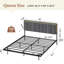 Structure de lit flottante rembourrée avec tête de lit avec rangement, base de lit en métal moderne avec lumière DEL et station de charge, pas besoin de boxe à ressorts-1904645625-1904645631