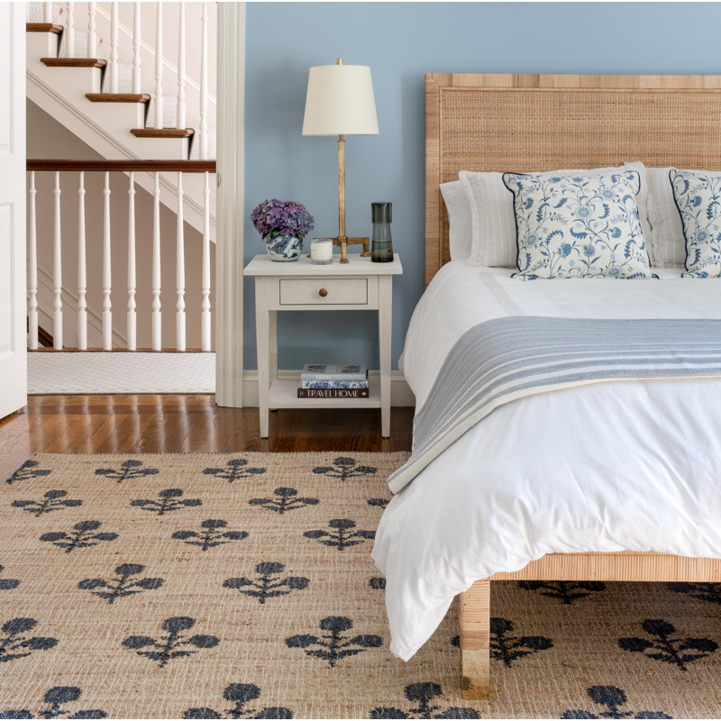 Erin Gates by Momeni Orchard Bloom Blue Hand Woven Wool and Jute Area Rug, Rectangle 10' x 14'