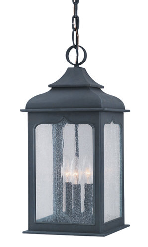 Henry Street 1-Light Outdoor Hanging Lantern, 19" H x 9" W, Clear Glass
