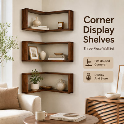 Lot de 3 étagères murales simples en bois, étagères murales, étagères flottantes, présentoir mural décoratif, étagères en bois, présentoir mural à monter soi-même