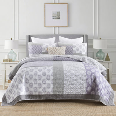 DDUOXIN 100% Cotton 98×90 inch Patchwork Quilt Sets - 1 Quilt with 2 Pillow Shams