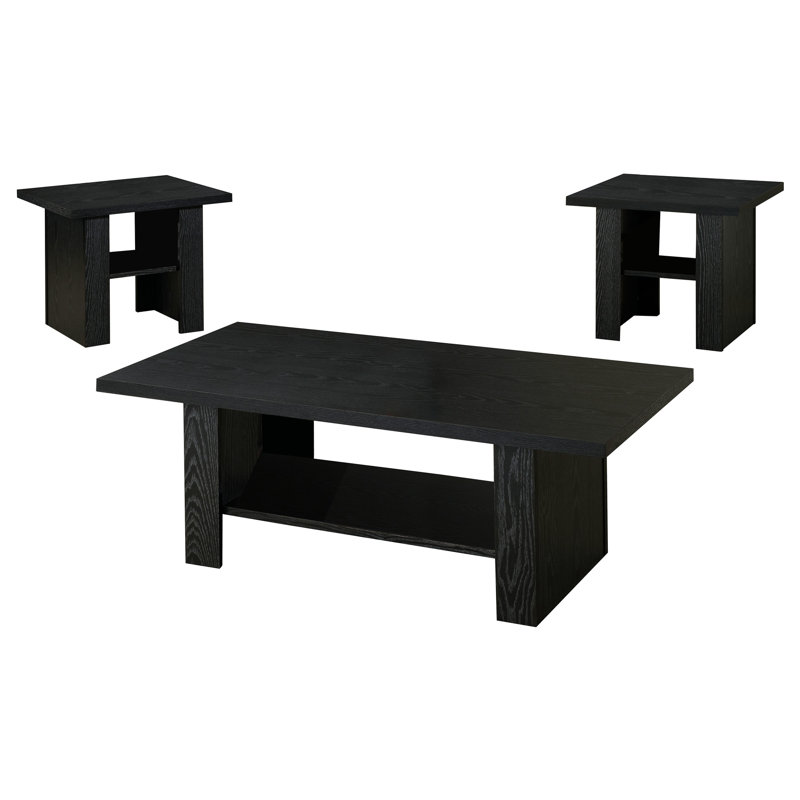 3 tables basses en chêne noir et chêne noir