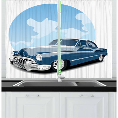 Cars 2 Piece Kitchen Curtain