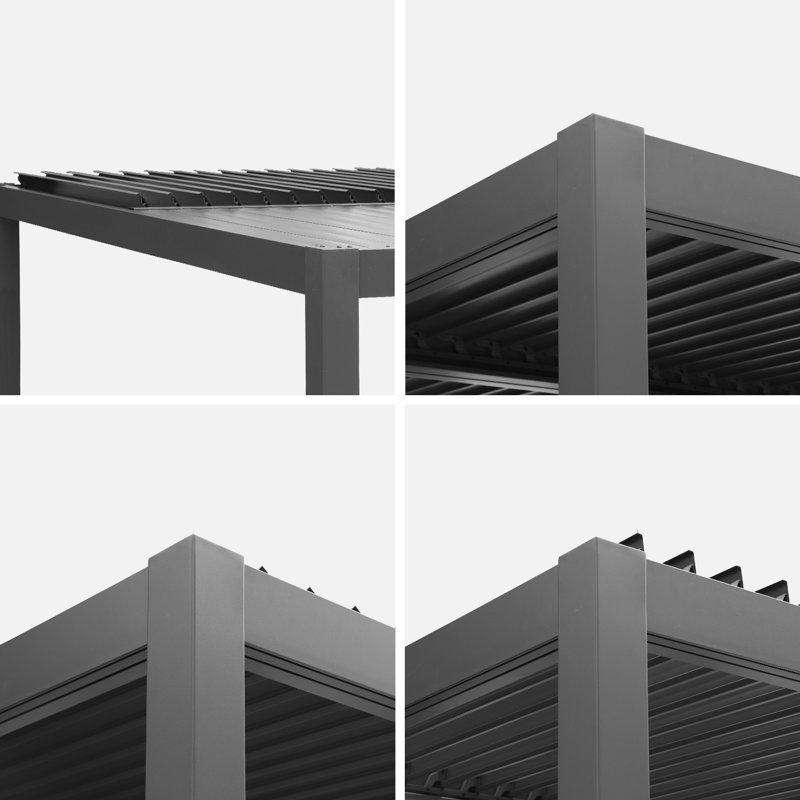Minisci Aluminum Louvered Pergola, 3 x 3 or 3 x 4m, 223cm H x 303cm W x 292cm D