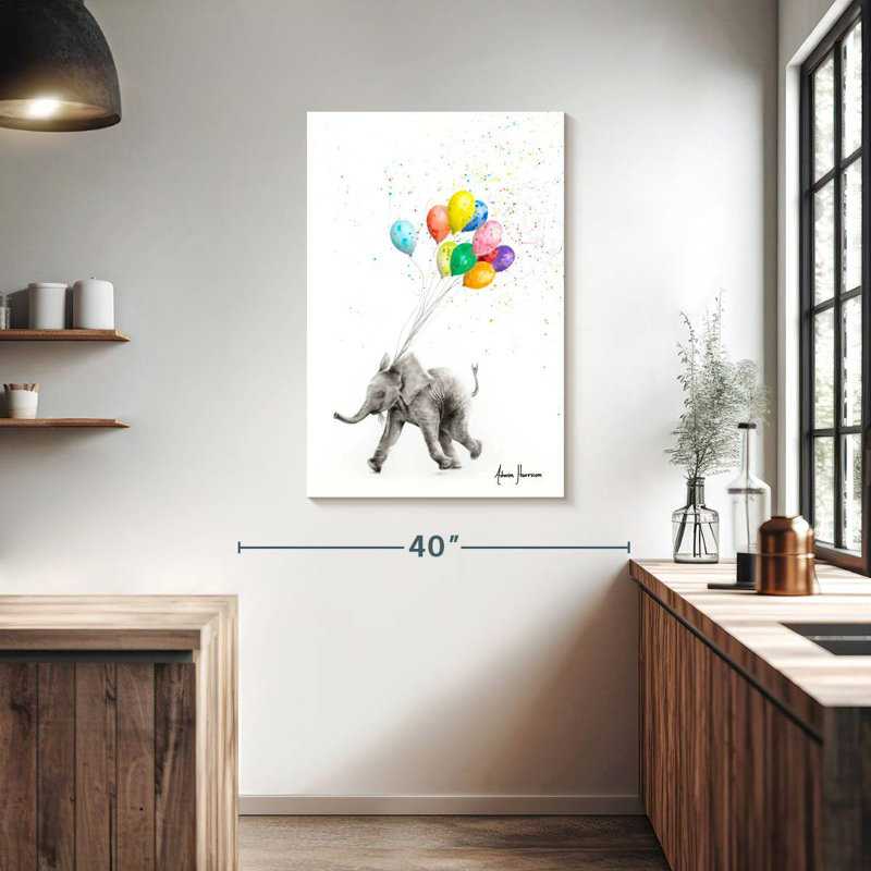 Brampt l'éléphant et les ballons, H 39 po x l 26 po