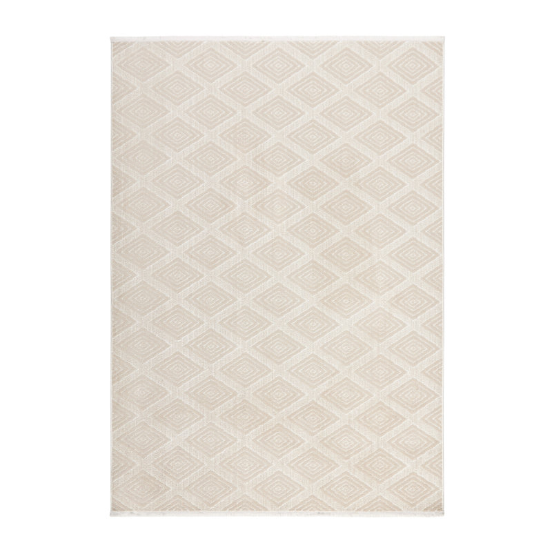 TOWN & COUNTRY EVERYDAY Rein Solid Diamond Everwash Non-Slip Backing Washable Area Rug Beige, Rectangle 7'10" x 10'2"