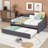 Wooden Upholstered Daybed with Lights, Trundle and Slats-1610637143-1610637137