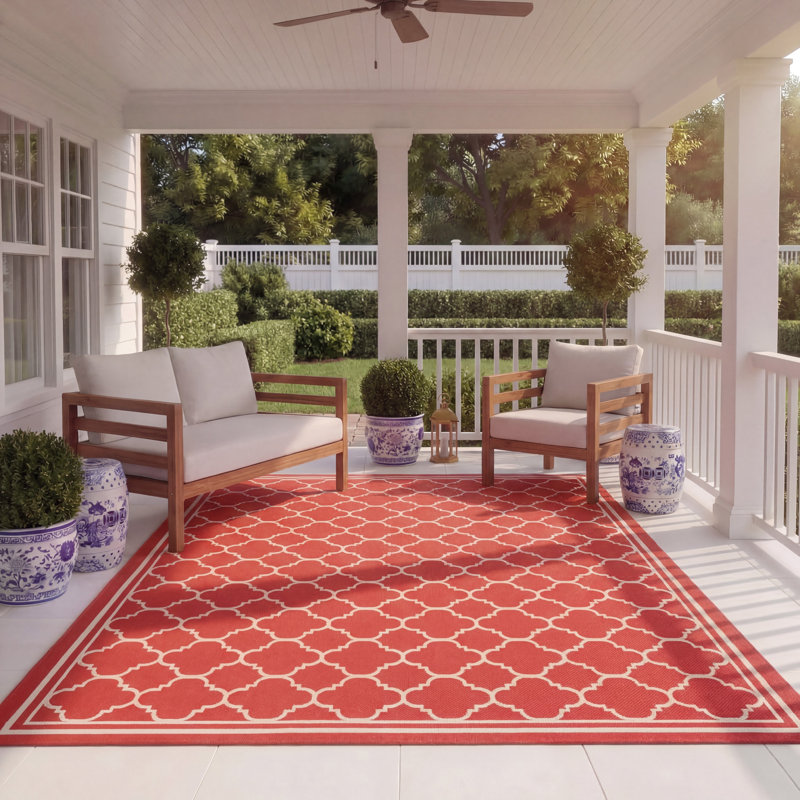 Herefordshire Performance Geometric Indoor/Outdoor Area Rug, Rectangle 8' x 11'