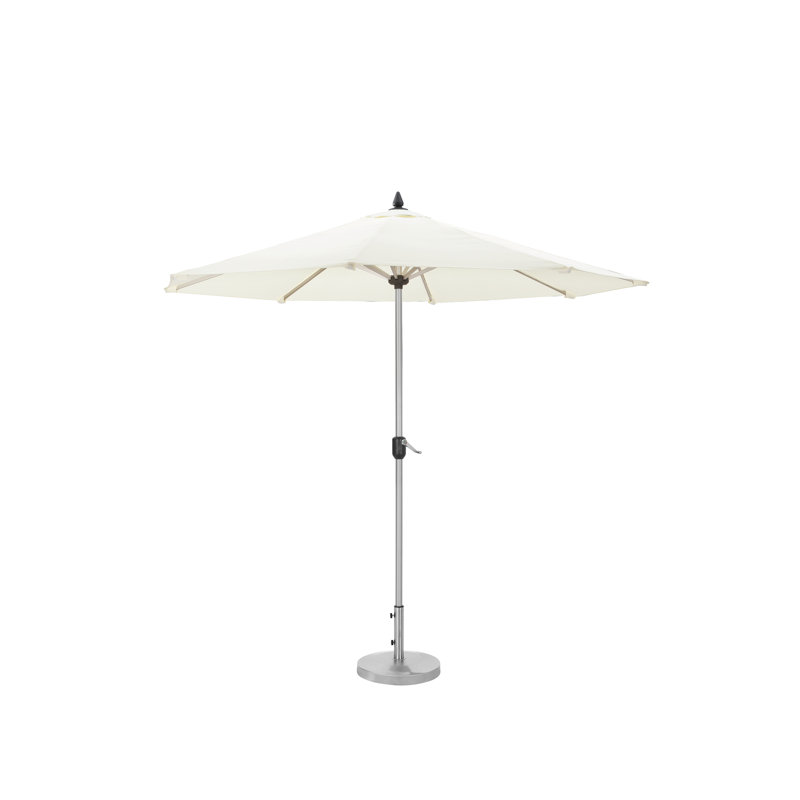 Parasol de marché de 108 po avec poteau en aluminium et manivelle Aynura, Aluminium anodisé, Blanc