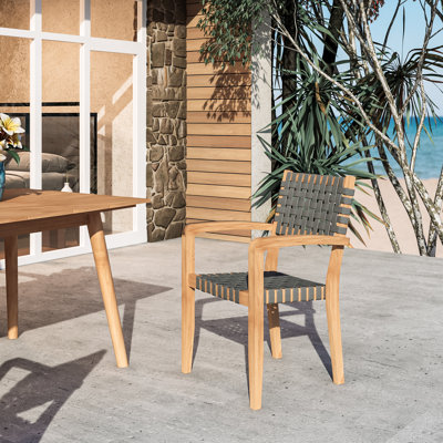 Clairene Solid Wood Outdoor Stacking Dining Armchair