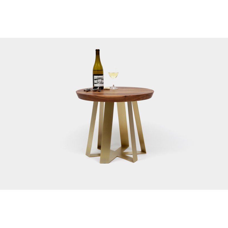 ARS Solid Wood End Table, Black, Walnut