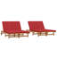 Ensemble de 2 chaises longues en bois d'acacia massif vidaXL 25,6 po x 78,7 po x 33,1 po-2138938426