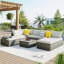 Canapé modulaire d'extérieur courbé avec coussins de 111,8 po de large Khonor-713735525-713735546