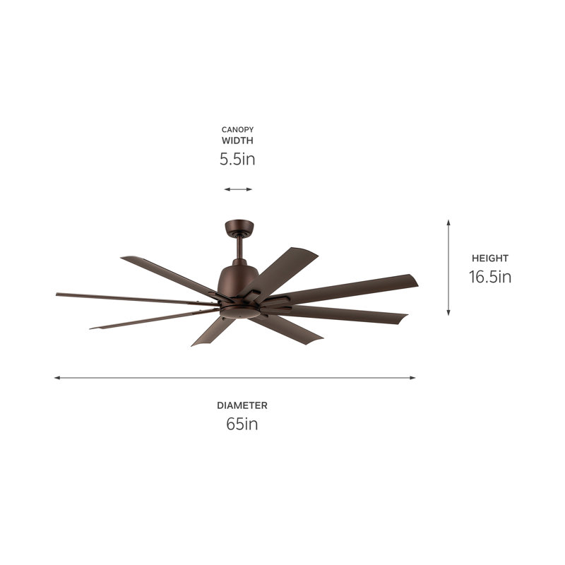 Ventilateur de plafond Jamahri, 65", Bronze satiné naturel