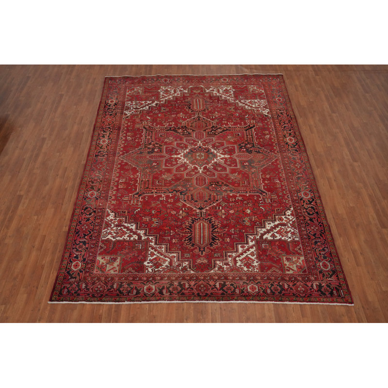 Tapis traditionnel rouge fait à la main 10 x 13 po