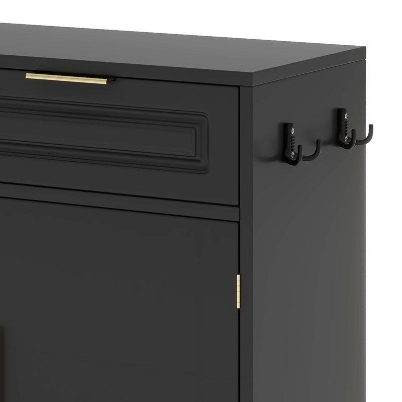 Farmhouse Sideboard With 3 Drawers & 4 Doors, Multi-Functional Storage Buffet With Adjustable Shelf And Open Storage Compartments