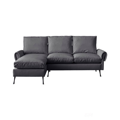 81"Modern Sectional Leather L-Shaped Sofa Couch with Reversible Chaise Lounge