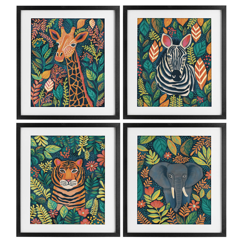 Jungle Leaf, 21 x 17, Midnight Black Under Glass Framed