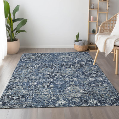 Premium Machine Washable Alliah AMF94 Blue 5' x 7'6" Rug