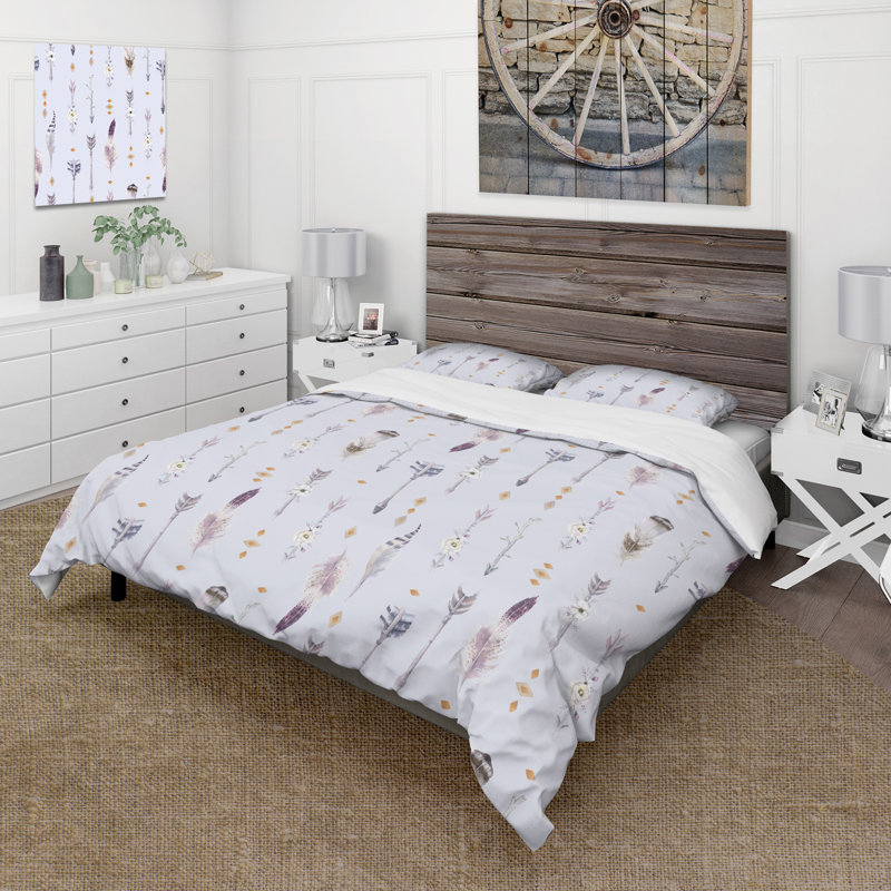 Ensemble de housse de couette Boho Tribal Feathers and Flower Arrows II - Bohème - Polyester microfibre