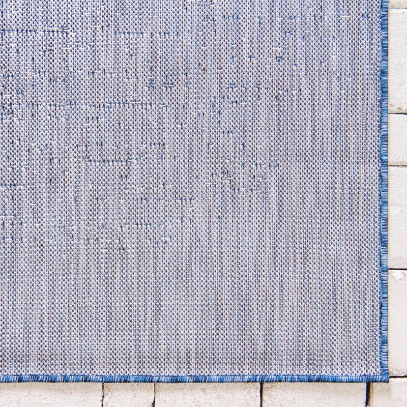 Tapis intérieur / extérieur bleu abstrait Datto, Carré 10 pi 8 po, Blue