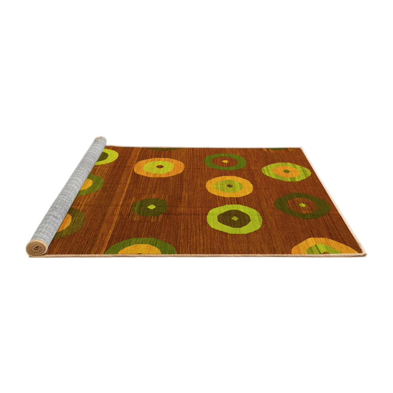 Tapis contemporains jaunes lavables à la machine 2783, Carré 5 pi