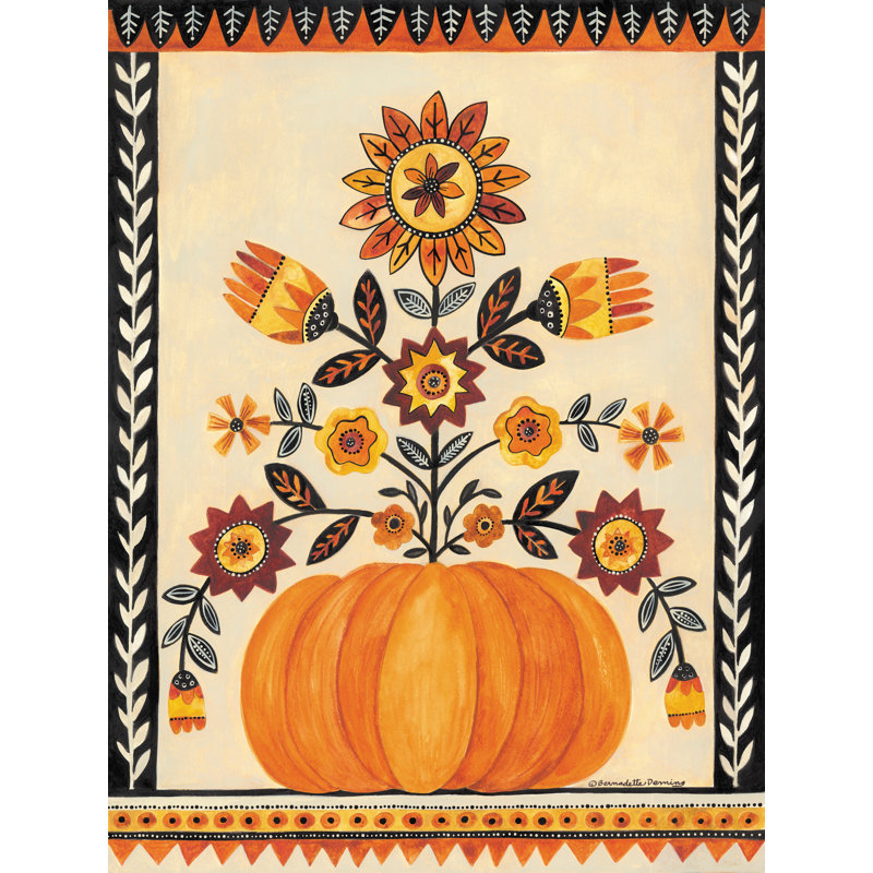 «Fall Pumpkin With Flowers» par Bernadette Deming, H 18 po x l 12 po