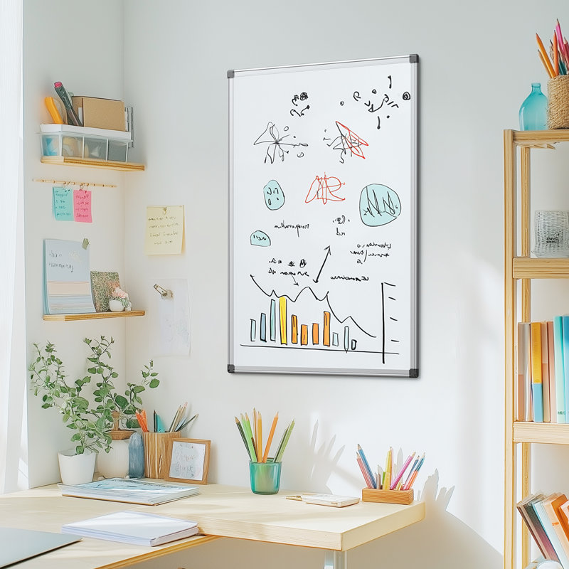 Tableau blanc magnétique 48 po x 32 po avec gomme à effacer et stylos, 32" H x 48" W