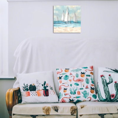 Sailing Boat Ocean Unframed Canvas Wall Art 16" X 16"