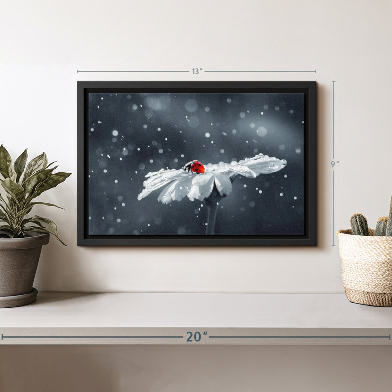 "Coccinelle sur fleur de marguerite", H 9 po x l 13 po
