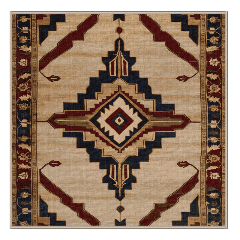 Tapis beige lavable à la machine, Carré 5 pi