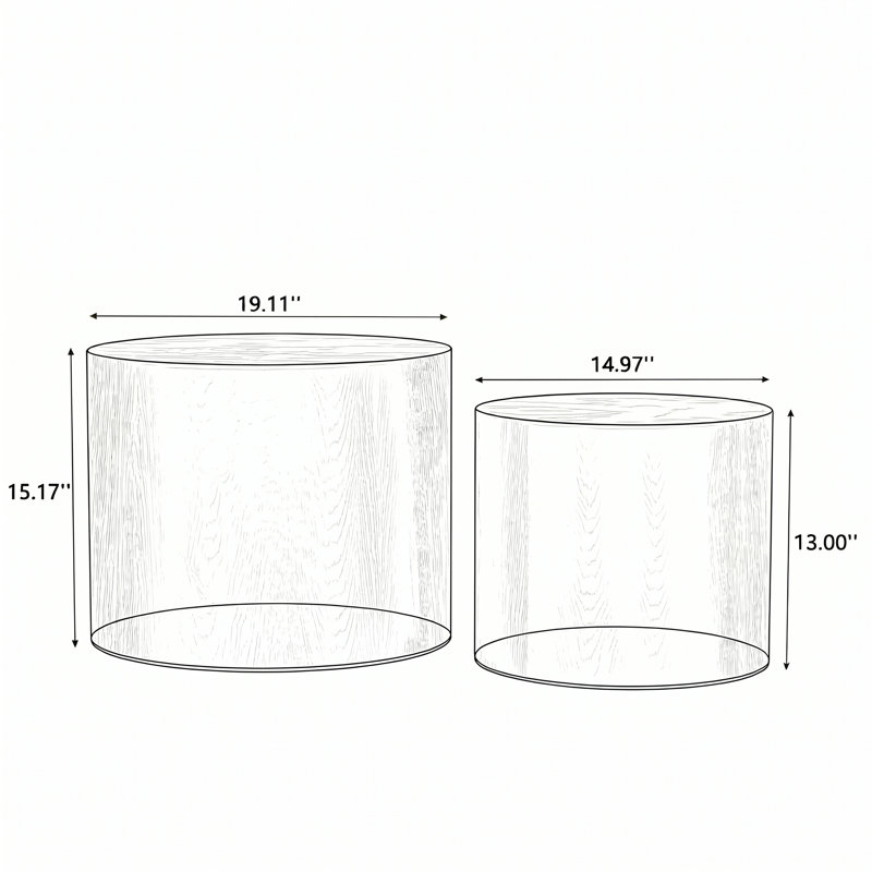 Ensemble de tables d'appoint cylindriques en bois peu encombrantes avec pieds antidérapants pour balcon et appartements