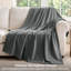 Couverture pour lit simple TG tissée à chevrons texturée, literie 100% coton douce pour les adolescentes, couverture d'été légère pour dortoir universitaire, gris foncé, 200 g / m²-105504827-124909477