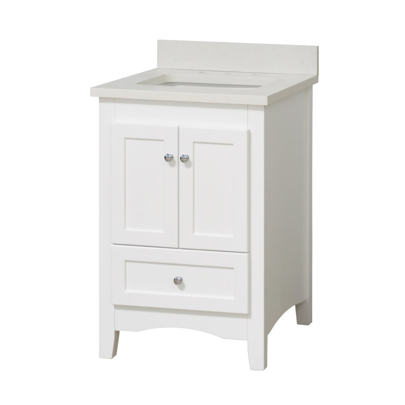 Abbey 24" White Solid Wood Vanity Cabinet with Quartz Top