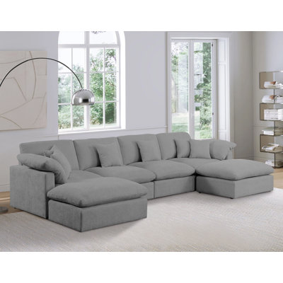  152" Modern Chenille Reconfigurable Sectional Sofa with Ottomans, U-Shaped Modular Couch for Living Room with 8 Pillows, Soft Upholstered Lounge Seating