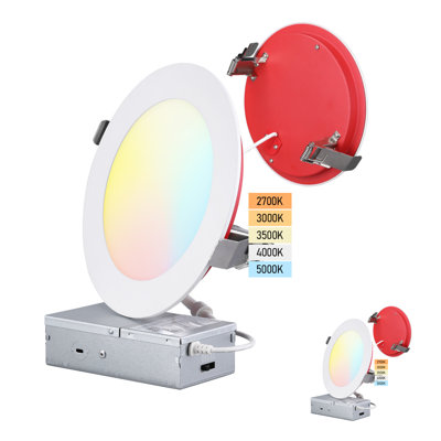 5 lumières à DEL encastrées avec boîte en J, gradation Cri90, mince, 2 heures de résistance au feu