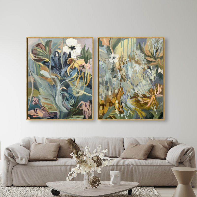 Moss Overlap Set Set by Oliver Gal, 92"H x 74"W, Gold Floater Frame