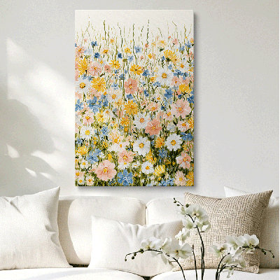 Wildflower Meadow Country Farmhouse Canvas Wall Art Gallery Wrapped for Living Room 40x28inch