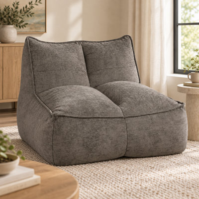 Pouf en coton et lin, canapé moelleux brun foncé pour la chambre et le dortoir