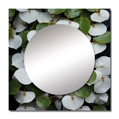 Green Leafs Collage - Botanical Square Mirror Wall Art For Bathroom